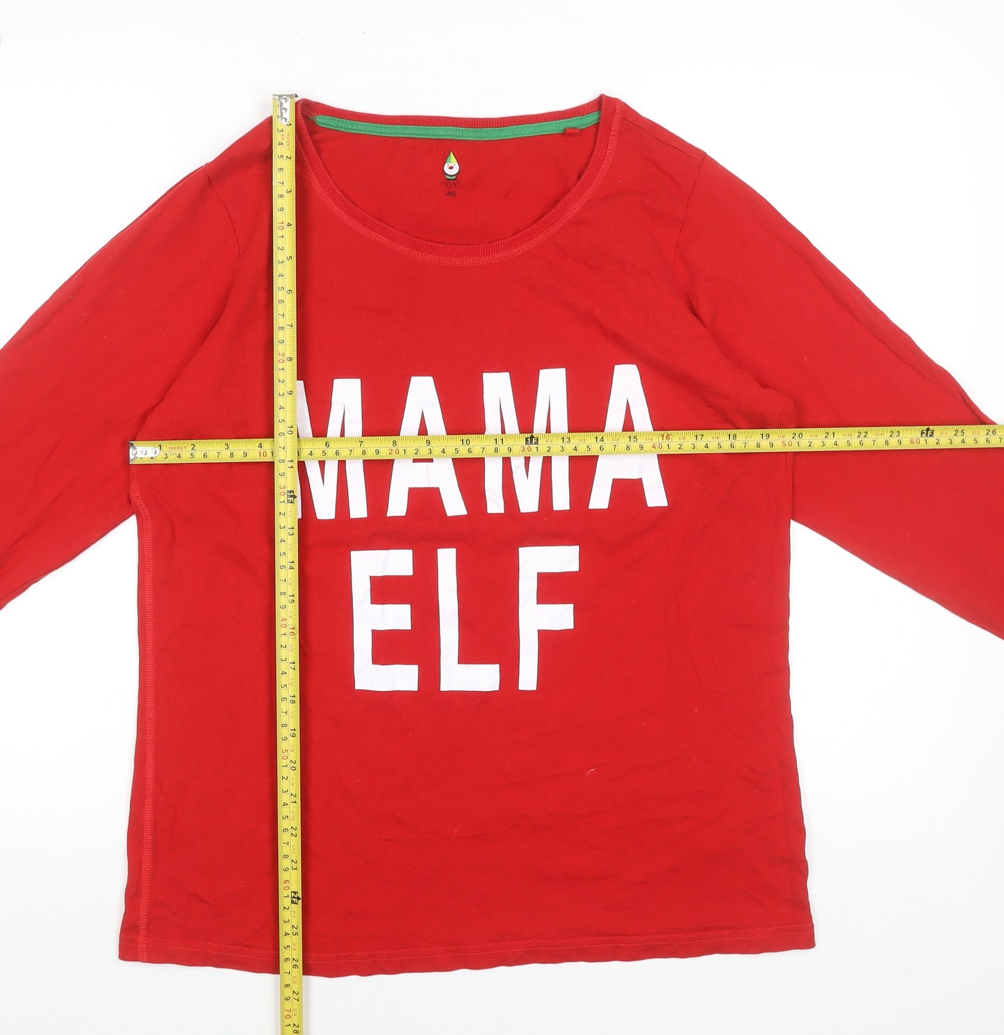 Next Women Red Long Sleeve Christmas Mama Elf Cotton T-Shirt Size L