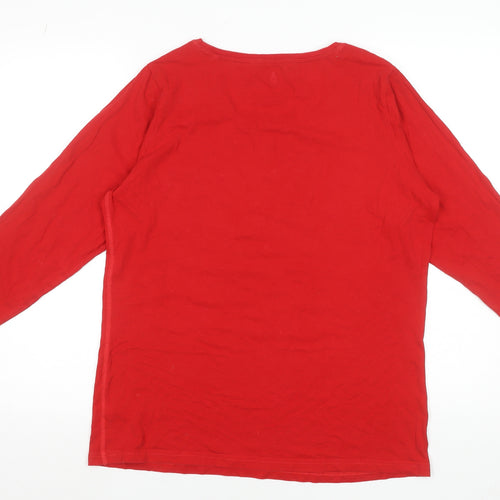Next Women Red Long Sleeve Christmas Mama Elf Cotton T-Shirt Size L