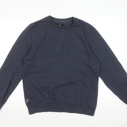 Threadbare Men's Navy Blue Crew Neck Sweatshirt Size M Classic Cotton Blend Pullover