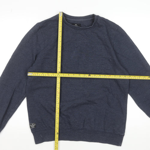 Threadbare Men's Navy Blue Crew Neck Sweatshirt Size M Classic Cotton Blend Pullover