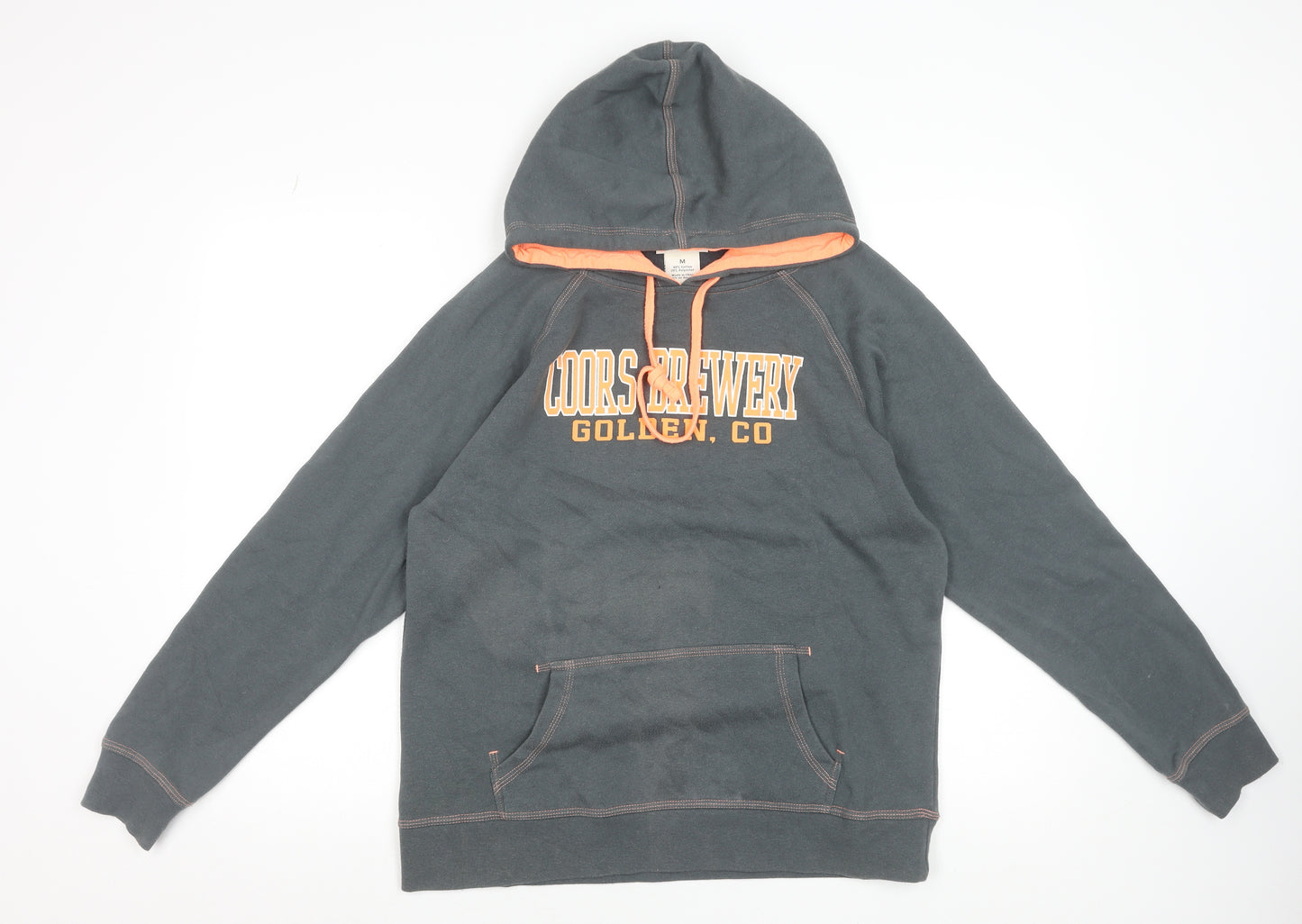 J. America Women's Grey Orange Coors Brewery Hoodie Size M Casual Pullover