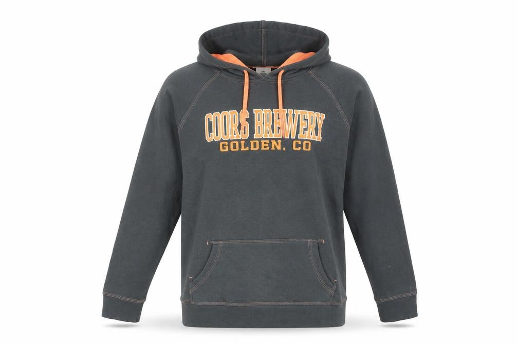 J. America Women's Grey Orange Coors Brewery Hoodie Size M Casual Pullover