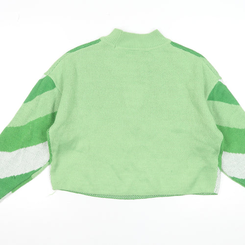 H&M Divided Women’s Green Butterfly Mock Neck Acrylic Jumper Size 12