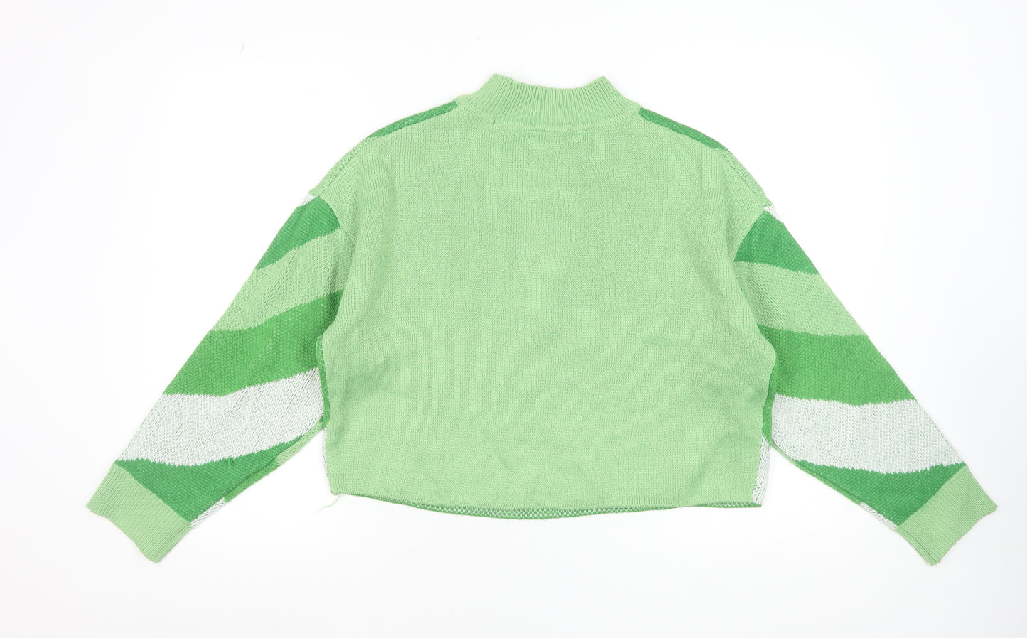 H&M Divided Women’s Green Butterfly Mock Neck Acrylic Jumper Size 12