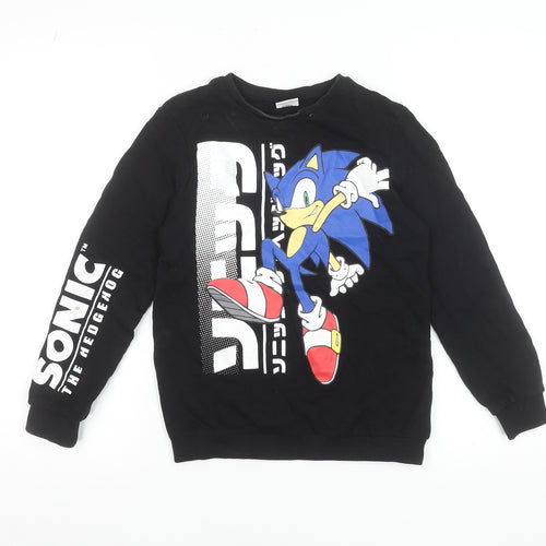 Sonic The Hedgehog Boys Black 10-11 Years Pullover Sweatshirt