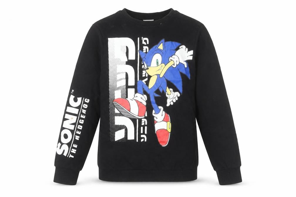 Front view of Sonic The Hedgehog boys’ black 10-11 years pullover sweatshirt