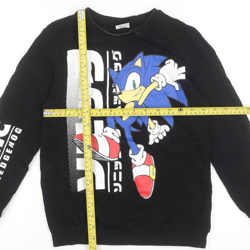 Sonic The Hedgehog Boys Black 10-11 Years Pullover Sweatshirt