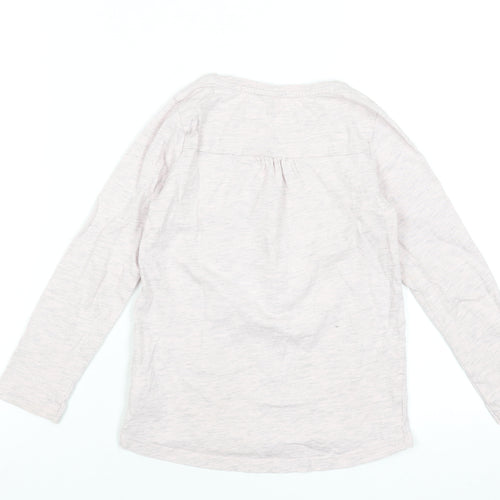 Next Girls Beige Long Sleeve Unicorn Graphic T-Shirt 6 Years