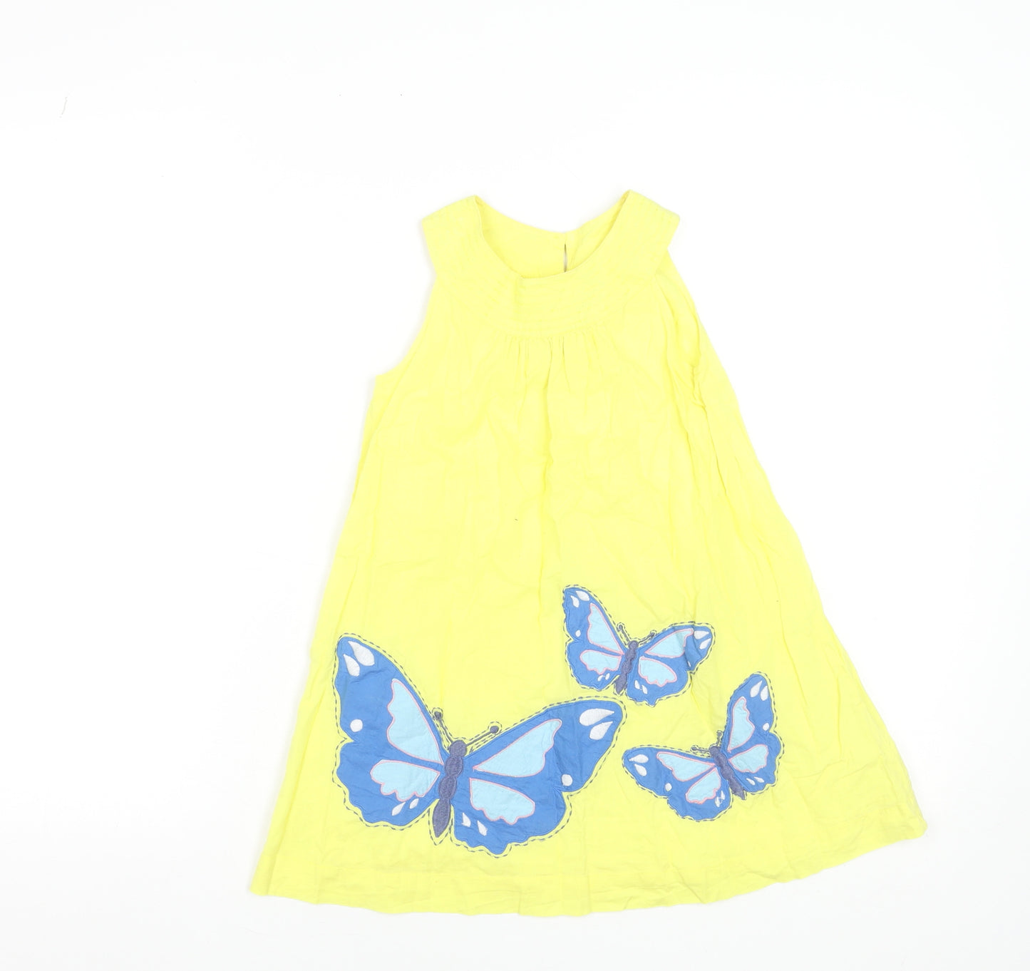 Mini Boden Girls Yellow Butterfly Cotton A-Line Dress 5-6 Years