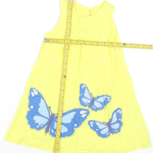 Mini Boden Girls Yellow Butterfly Cotton A-Line Dress 5-6 Years