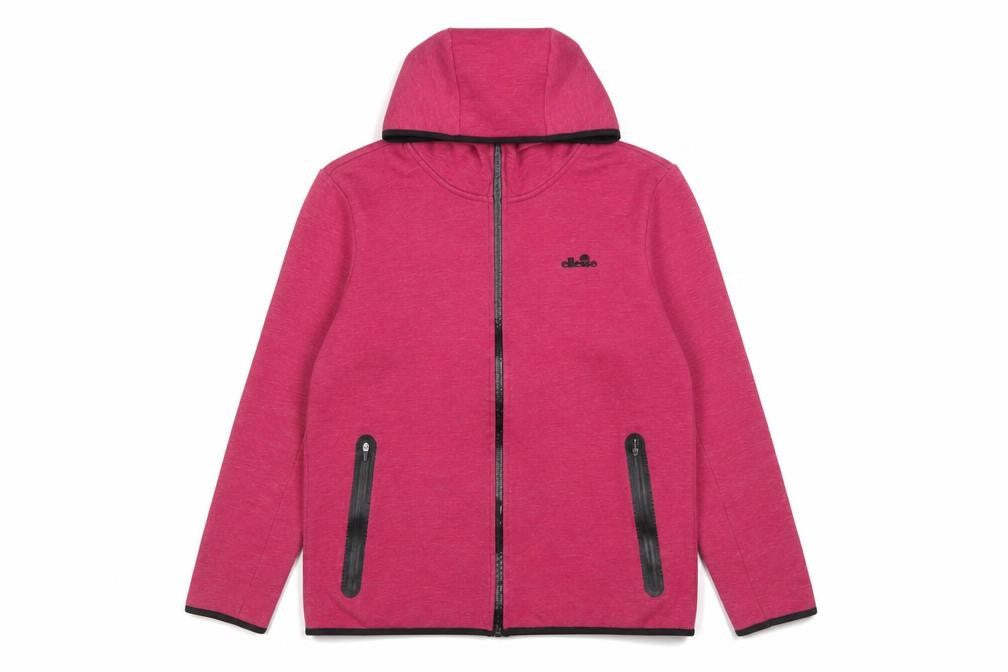 Front view of Ellesse Women's Pink Full Zip Hoodie L Polyester Blend Casual
