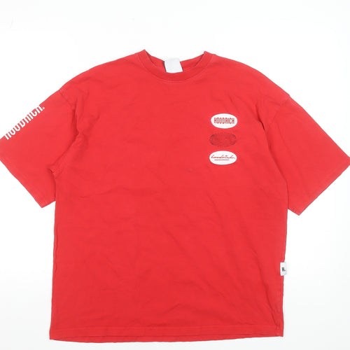 Hoodrich Men's Red Graphic Print Crew Neck T-Shirt XS