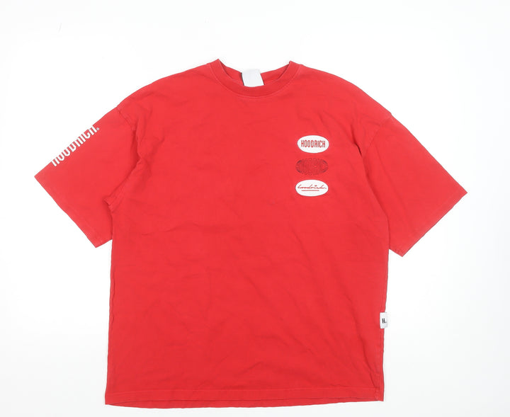 Hoodrich Men's Red Graphic Print Crew Neck T-Shirt XS