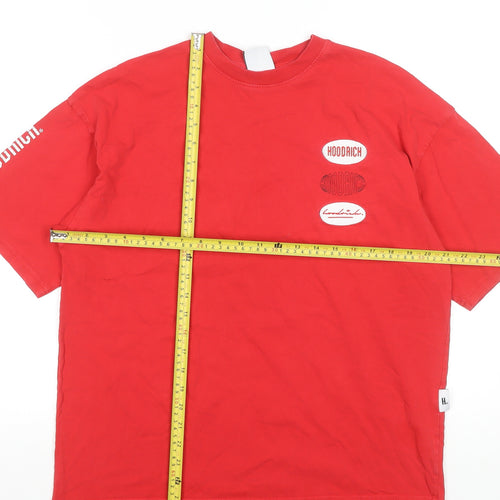 Hoodrich Men's Red Graphic Print Crew Neck T-Shirt XS