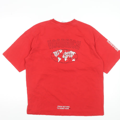 Hoodrich Men's Red Graphic Print Crew Neck T-Shirt XS
