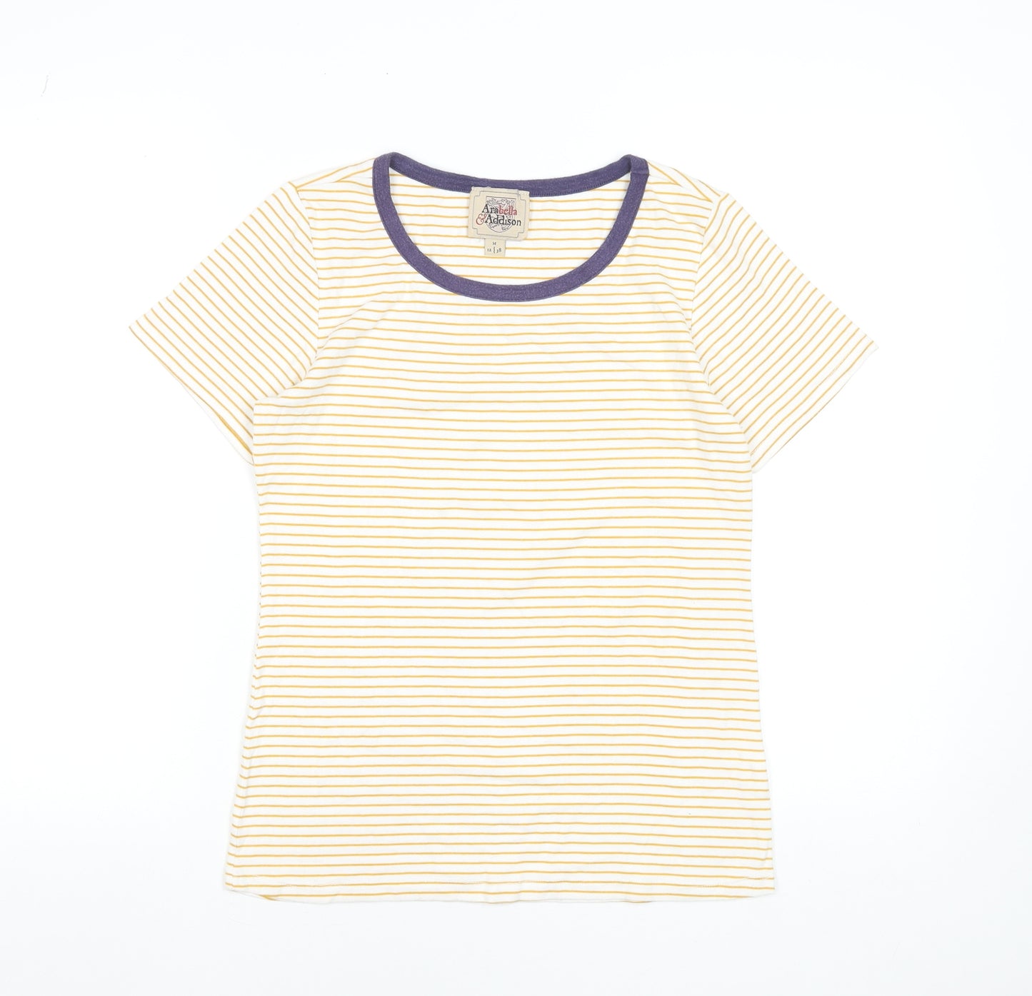 Arabella & Addison Women's Yellow Striped Ringer T-Shirt Size 12