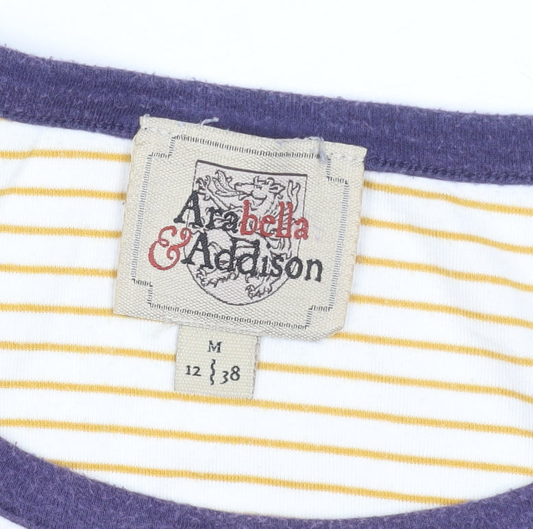 Arabella & Addison Women's Yellow Striped Ringer T-Shirt Size 12