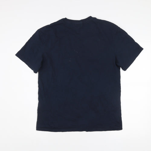 Jack & Jones Men's Blue Medium Cotton Crew Neck Graphic T-Shirt