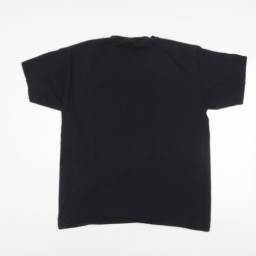 Fruit of the Loom Mens Black Art Graphic Cotton T-Shirt Size L