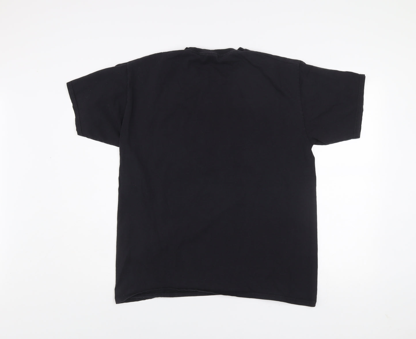 Fruit of the Loom Mens Black Art Graphic Cotton T-Shirt Size L