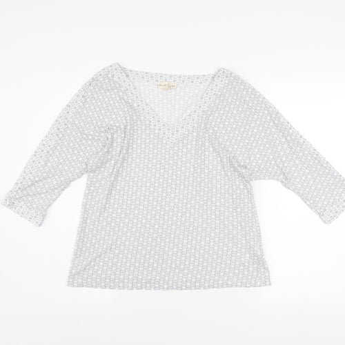 Phase Eight Women's Grey Floral V-Neck 3/4 Sleeve Tunic Top Size 12