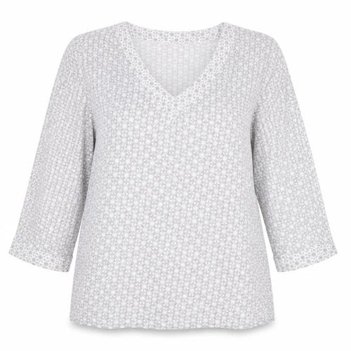 Phase Eight Women's Grey Floral V-Neck 3/4 Sleeve Tunic Top Size 12