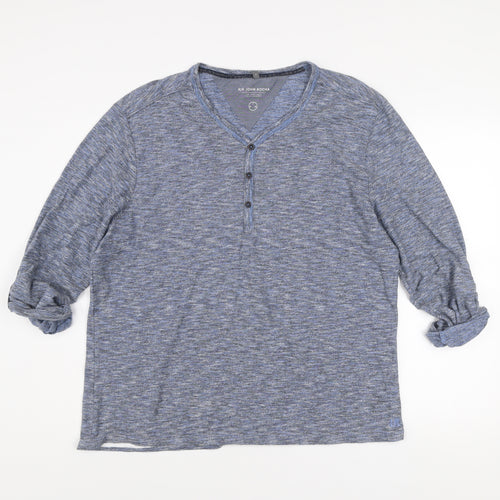 RJR John Rocha Men’s Blue Cotton Henley Long Sleeve Shirt XL