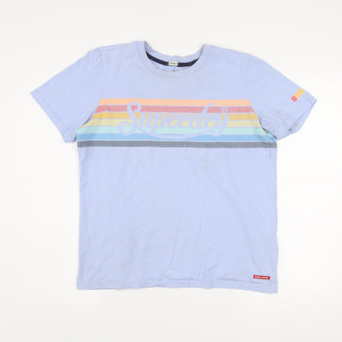 Superdry Women's Blue Retro Stripe Crew Neck T-Shirt Size 12