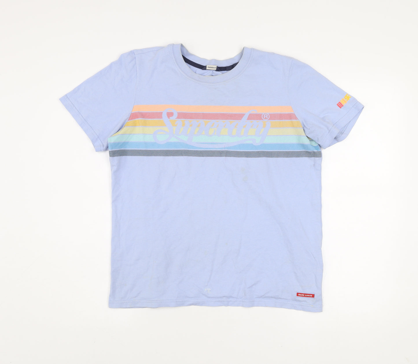 Superdry Women's Blue Retro Stripe Crew Neck T-Shirt Size 12