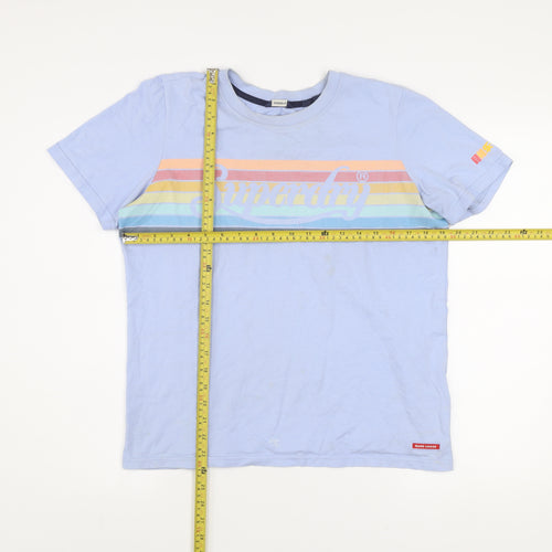 Superdry Women's Blue Retro Stripe Crew Neck T-Shirt Size 12