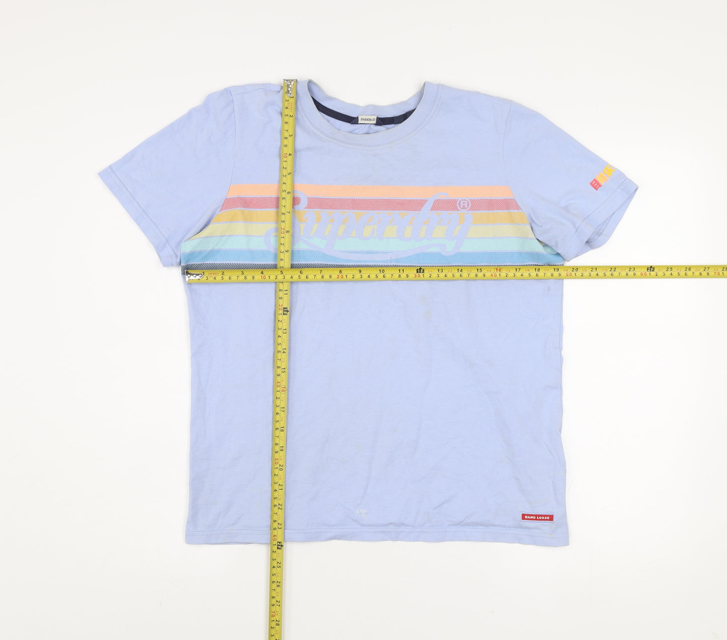 Superdry Women's Blue Retro Stripe Crew Neck T-Shirt Size 12
