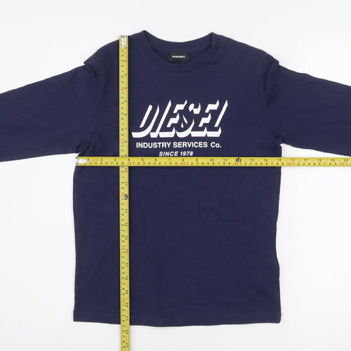 Diesel Boys Navy Blue Long Sleeve Crew Neck Graphic T-Shirt Size 10