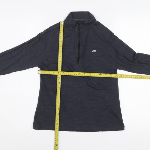 MP Women Black Long Sleeve 1/4 Zip Activewear Top Size S