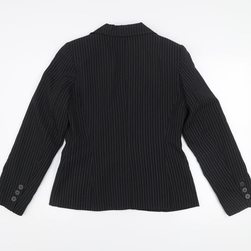 New Look Women's Black Pinstripe Single-Breasted Blazer Size 14