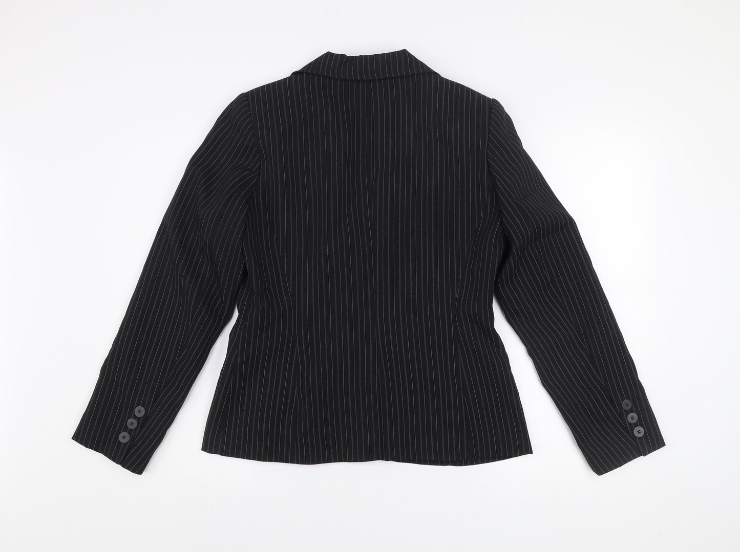 New Look Women's Black Pinstripe Single-Breasted Blazer Size 14