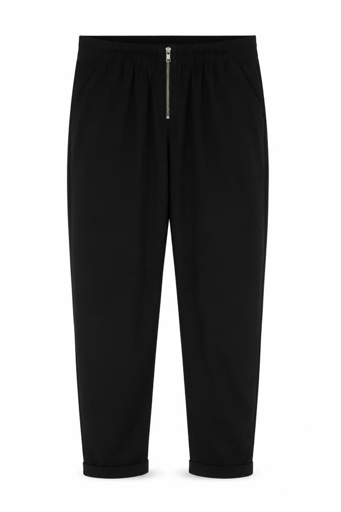 Front view of Love Label Women's Black, size 12, Tapered Zip Front Trousers