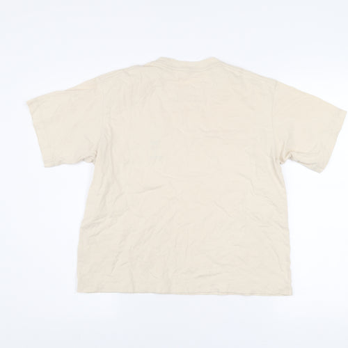 Uniqlo Women Beige Pokemon XS 100% Cotton Casual T-Shirt
