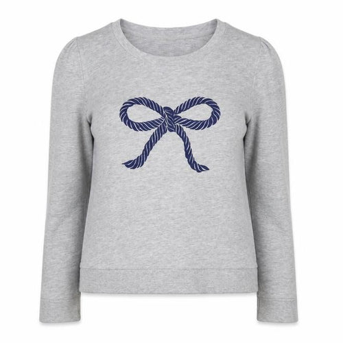Whistles Women Grey Bow Pullover Jumper UK 14 Cotton Blend Long Sleeve
