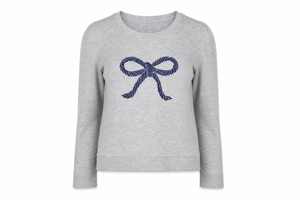 Whistles Women Grey Bow Pullover Jumper UK 14 Cotton Blend Long Sleeve