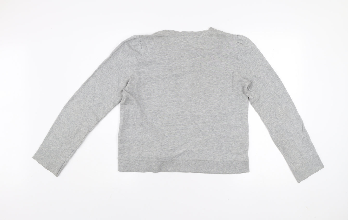 Whistles Women Grey Bow Pullover Jumper UK 14 Cotton Blend Long Sleeve