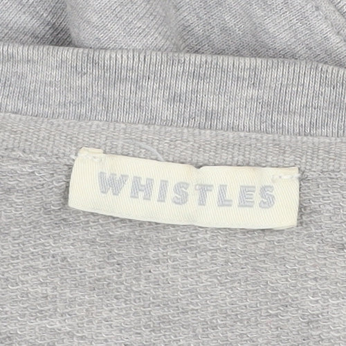Whistles Women Grey Bow Pullover Jumper UK 14 Cotton Blend Long Sleeve
