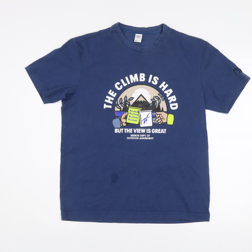 Reebok Men's Blue Graphic Outdoor Quote T-Shirt Size M