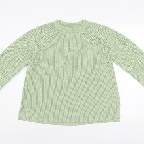 Marks and Spencer Women’s Green Cotton Crew Neck Chunky Knit Jumper M