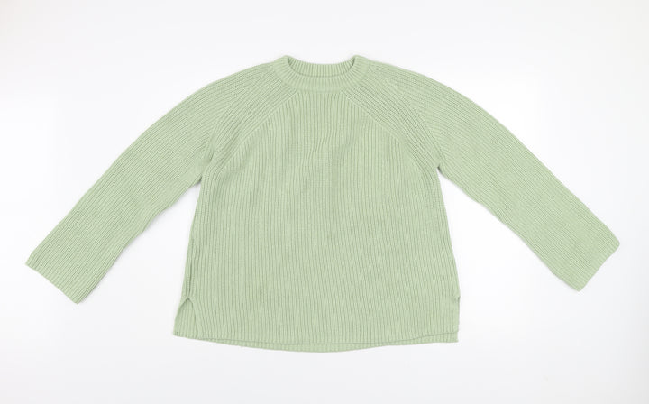 Marks and Spencer Women’s Green Cotton Crew Neck Chunky Knit Jumper M