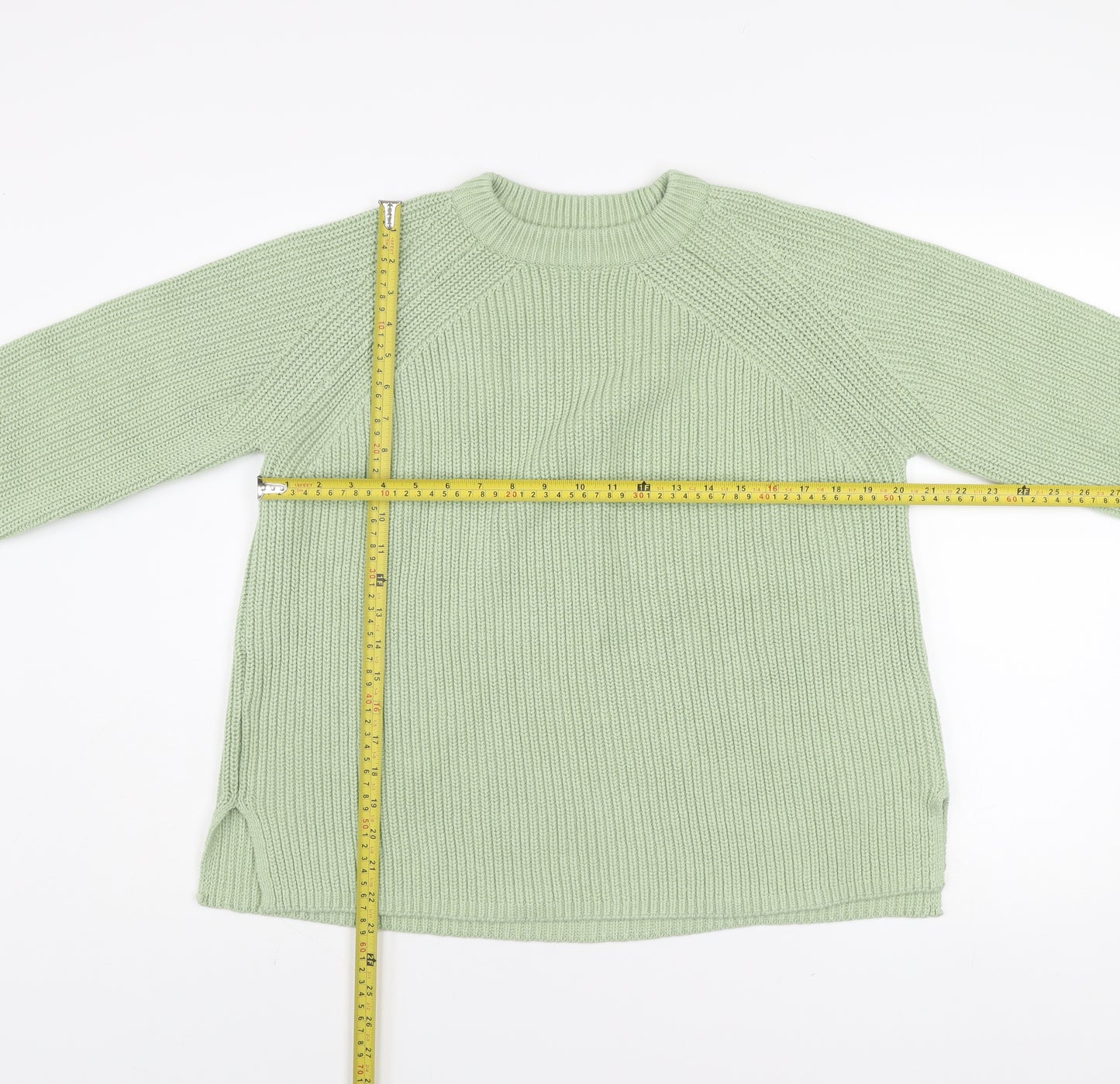 Marks and Spencer Women’s Green Cotton Crew Neck Chunky Knit Jumper M