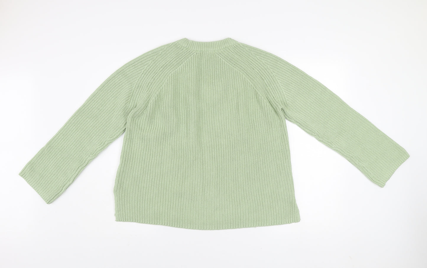 Marks and Spencer Women’s Green Cotton Crew Neck Chunky Knit Jumper M