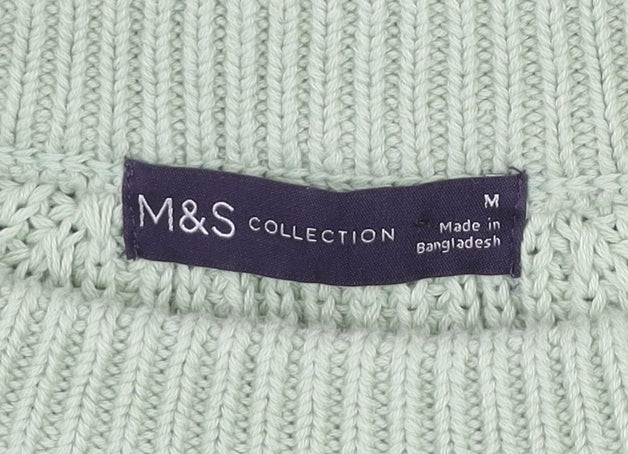 Marks and Spencer Women’s Green Cotton Crew Neck Chunky Knit Jumper M
