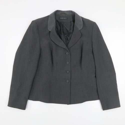 Alex & Co. Women's Grey Wool Blend Suit Jacket UK 16 Classic Fit