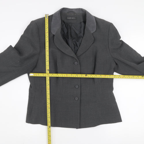 Alex & Co. Women's Grey Wool Blend Suit Jacket UK 16 Classic Fit