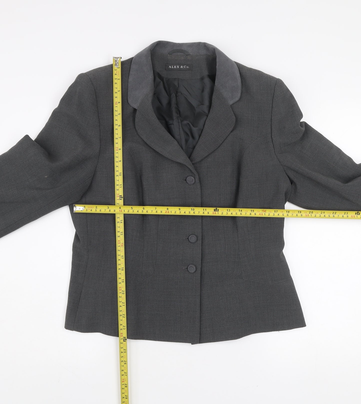 Alex & Co. Women's Grey Wool Blend Suit Jacket UK 16 Classic Fit